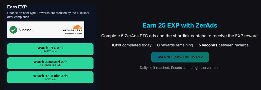 Area for earning EXP through tasks